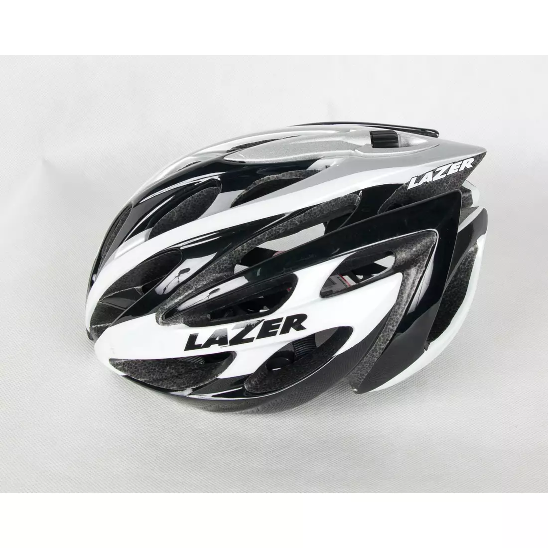 LAZER O2 road bicycle helmet, white and black
