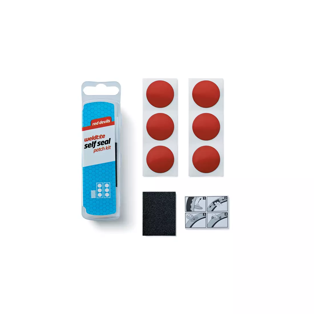Tire patches set WELDTITE SS19 PUNCTURE RED DEVILS SELF SEAL PATCH KIT 6x self-adhesive patches WLD-1036